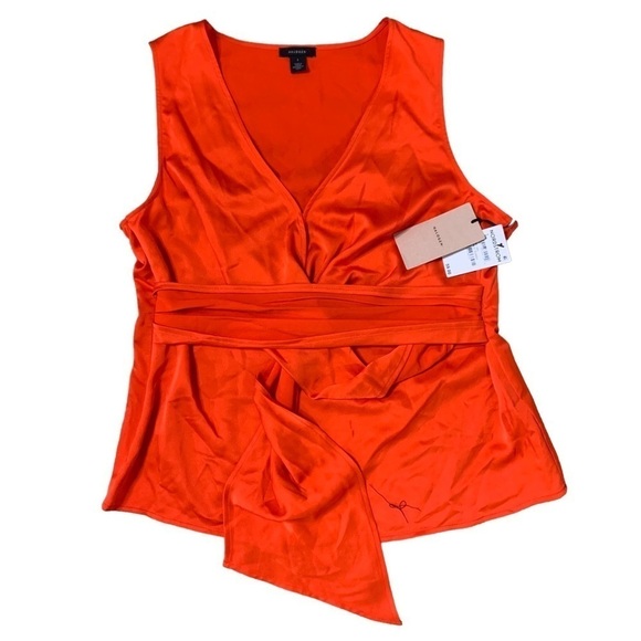 Halogen NWT Twist Detail Sleeveless Top Silky Feel Material Orange Rumba Size L - Picture 10 of 11